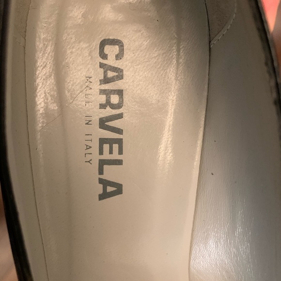 Shiny Italian real leather shoes dark blue mid high block heels Eur 39 US 9 - Picture 6 of 7